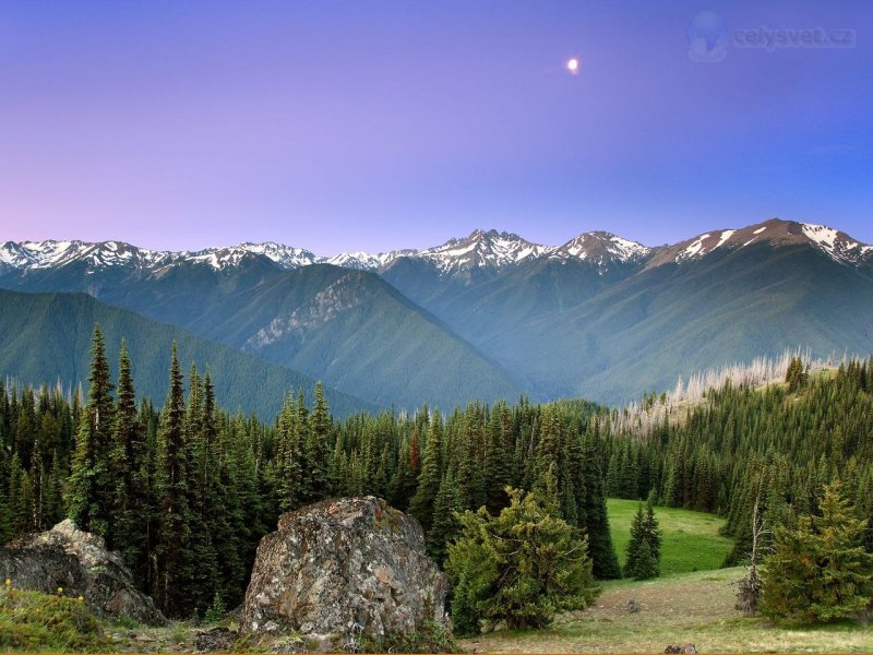 Foto: Moonrise Over Deer Park, Olympic National Park, Washington